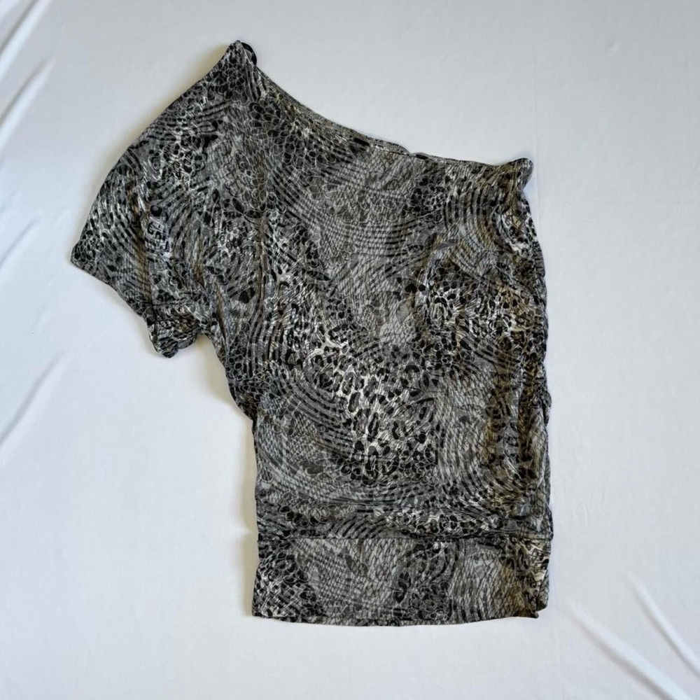 Y2K Leopard Print One-Shoulder Top. Size S